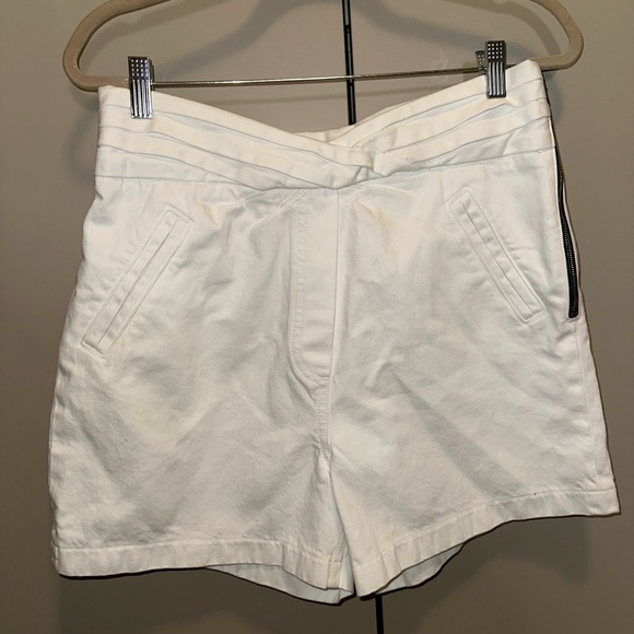 NWT RtA Ellena Pleated High-Waisted White Cotton Shorts Size 30 - Picture 3 of 7